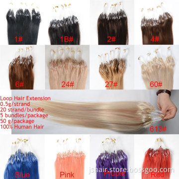 Wholesale Top Grade Pre-Bonded Hair Extension, 18 Inch 1 Kg 100% Unprocessed Virgin Loop Ring Hair Extension